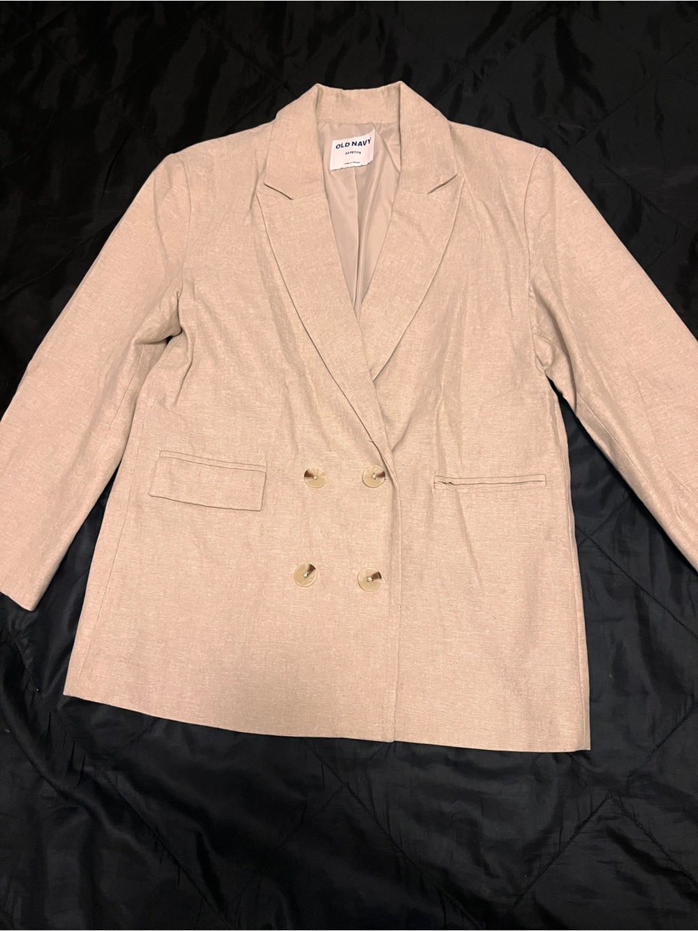 Old Navy Beige Double-Breasted Blazer New XS Petite